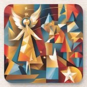 Abstracte kerstengel bier onderzetter (Voorkant)