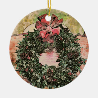 Abstracte kerstkransversiering keramisch ornament