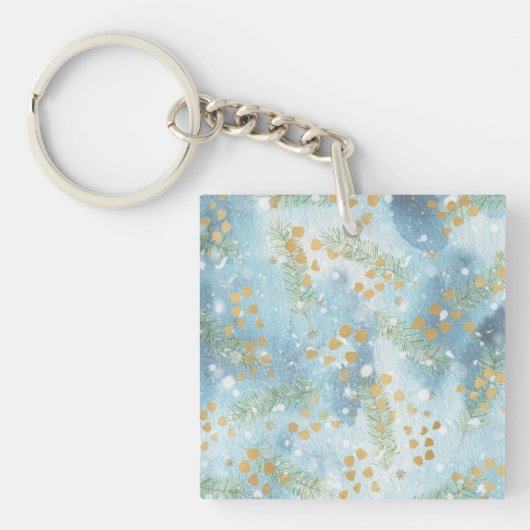 Abstracte kerstkunst sleutelhanger (Voorkant)