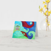 Abstracte Kerstman Kunst Kaart (Gele Bloem)