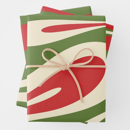 Abstracte kerstpatronen met Mellow Flow Retro Inpakpapier Vel (In situ)