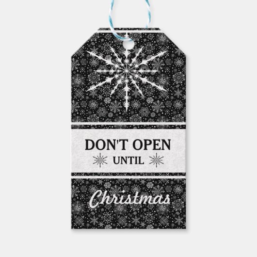 Abstracte kerstster voor zwart-wit cadeaulabel (Voorkant)