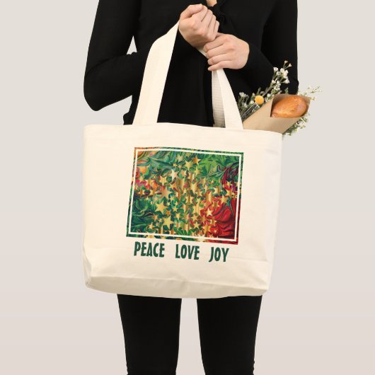 Abstracte kerststerren VREDESTIJD AANgepast Grote Tote Bag (Voorkant (product))
