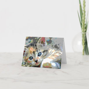 Abstracte Kitten Note Kaart