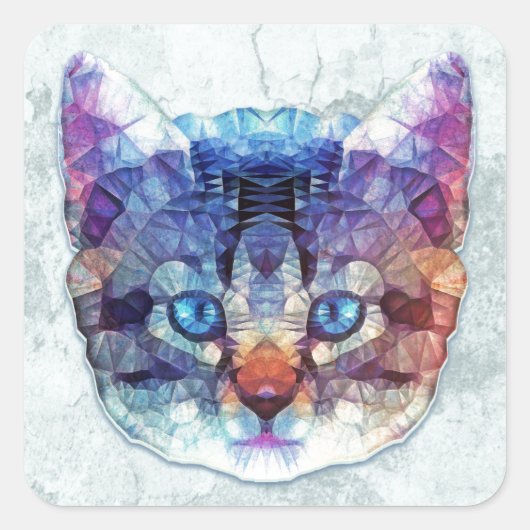 abstracte kitten vierkante sticker (Voorkant)