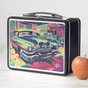 Abstracte Klassieke Cars 1950s Metal Lunch Box