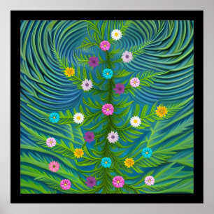Abstracte kleine Daisy Garden Poster
