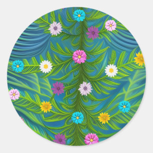 Abstracte kleine Daisy Garden Ronde Sticker
