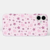 Abstracte kleine roze sterren en cirkels Case-Mate iPhone case (Achterkant (horizontaal))