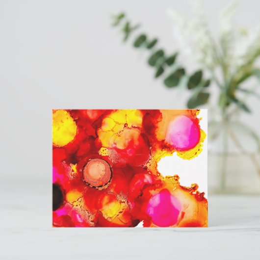 Abstracte kleur rood en roze briefkaart (Staand voorkant)