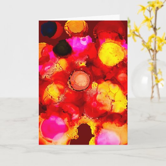 Abstracte kleur rood en roze kaart (Gele Bloem)