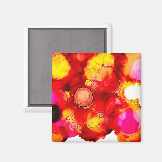 Abstracte kleur rood en roze magneet (Voorkant / Achterkant)