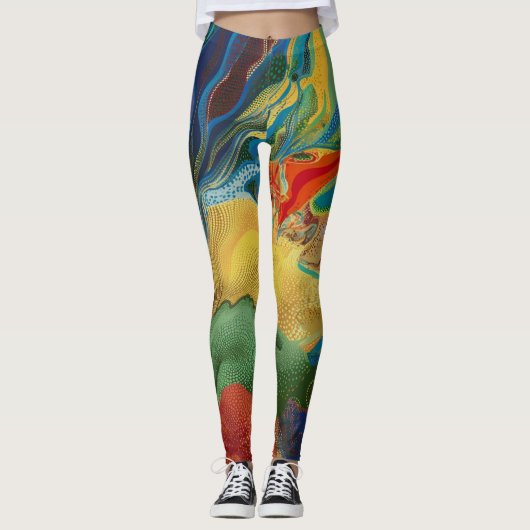 abstracte kleur spettert waterkleuren leggings (Voorkant)