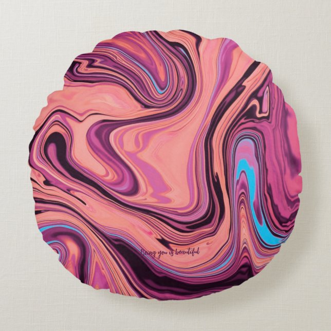 Abstracte Kleurcombinatie Kussensloop Rond Kussen (Voorkant)