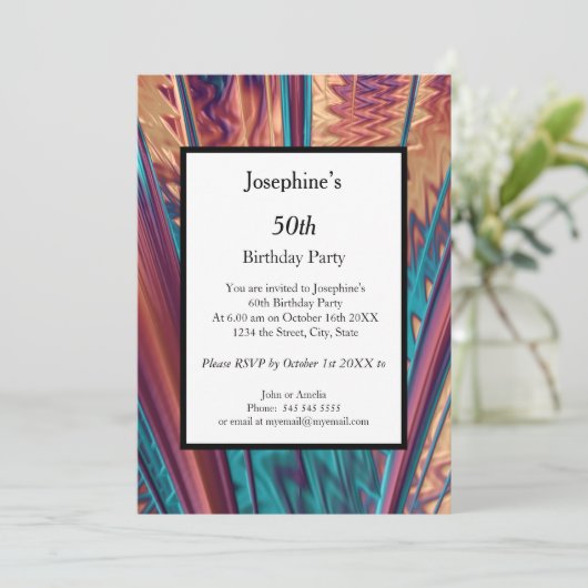 Abstracte kleuren 50th Birthday Party Kaart (Staand voorkant)