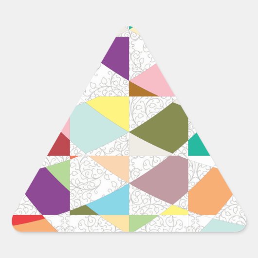 Abstracte kleuren Damask Driehoek Sticker (Voorkant)