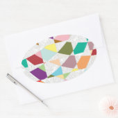 Abstracte kleuren Damask Ovale Sticker (Envelop)