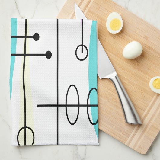 Abstracte kleuren en ontwerpen van atoomtijdperken theedoek (Quarter Fold)