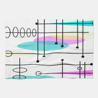 Abstracte kleuren en ontwerpen van atoomtijdperken theedoek