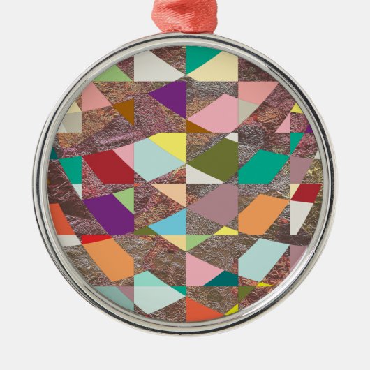 Abstracte Kleuren Glitter Metalen Ornament (Voorkant)