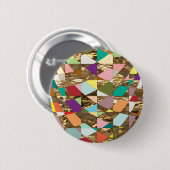 Abstracte kleuren goud folie ronde button 5,7 cm (Voorkant /achterkant)