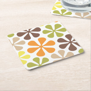 Abstracte kleuren met grote drijvers Retro Vierkante Kartonnen Onderzetter