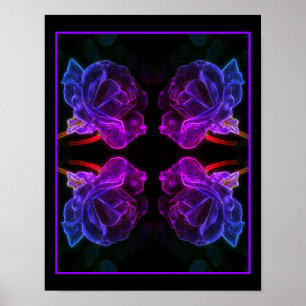 Abstracte Kleuren Roos Fantasy Flower Poster
