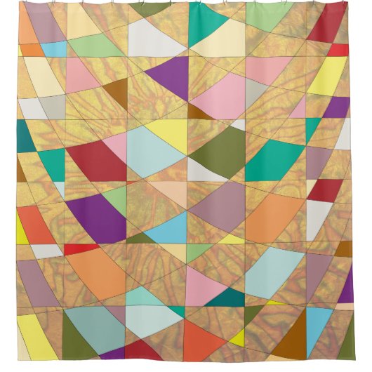 Abstracte kleuren Sun Burst Douchegordijn (Voorkant)