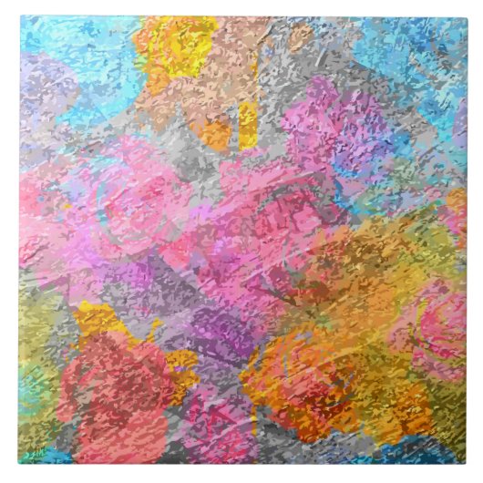 Abstracte kleuren tegeltje (Voorkant)