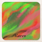 Abstracte kleuren vierkante kartonnen onderzetter (Voorkant)