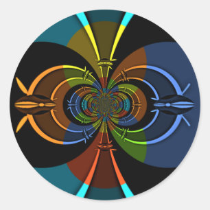 Abstracte kleurenburst art print ronde sticker