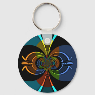Abstracte kleurenburst art print sleutelhanger