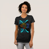 Abstracte kleurenburst art print t-shirt (Voorkant volledig)