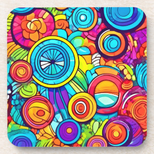 Abstracte kleurencirkels bier onderzetter