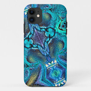 Abstracte kleurenexplosie Aqua Blue Blauwgroen Gol iPhone 11 Hoesje