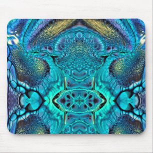 Abstracte kleurenexplosie Aqua Blue Gold Muismat