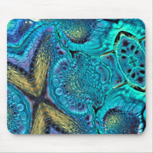 Abstracte kleurenexplosie Aqua Blue Gold Muismat