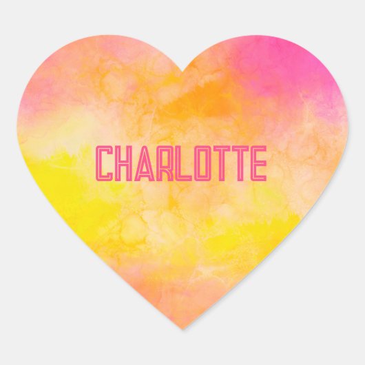 Abstracte Kleurengradiënt Lichtgevende Vreugennaam Hart Sticker (Voorkant)