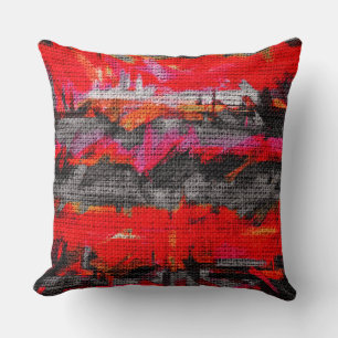 Abstracte kleurenpenseel Rustic Burlap #13 Kussen