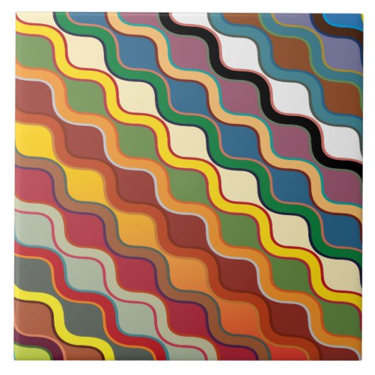 Abstracte kleurige golvende strepen tegeltje (Voorkant)