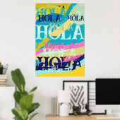 Abstracte kleurige Hola Poster (Thuiskantoor)