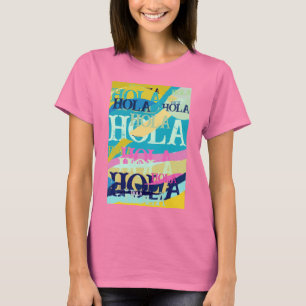 Abstracte kleurige Hola T-shirt
