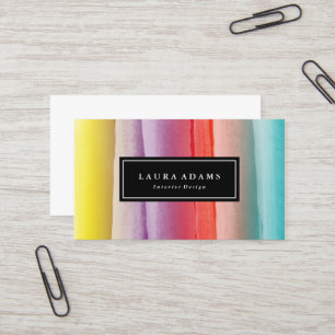 Abstracte kleurige penseelstreken visitekaartje