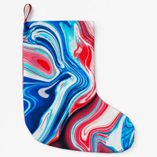 Abstracte kleurige vloeibare marmertextuur kleine kerstsok