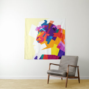 Abstracte kleurrijke aap   Modern kunstwerk Wandkleed