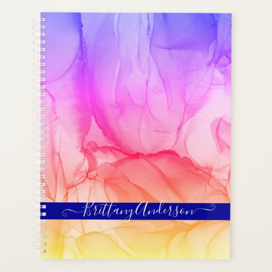 Abstracte Kleurrijke Alcohol Ink Art Business Planner (Voorkant)