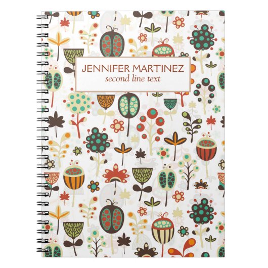 Abstracte kleurrijke bloemen en bomen notitieboek (Voorkant)