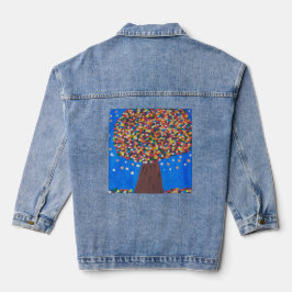 Abstracte kleurrijke boom denim jacket