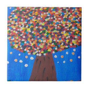 Abstracte Kleurrijke Boom Keramische Tegel Tegeltje