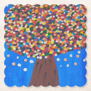 Abstracte kleurrijke boom papier Onderzetter